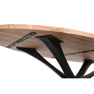 Detailansicht von Akazienholz Esstisch mit Metallgestell - homely Family Shop
