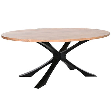 DKD Home Esstisch mit Akazienholz Platte und Metallfuß - homely Family Shop