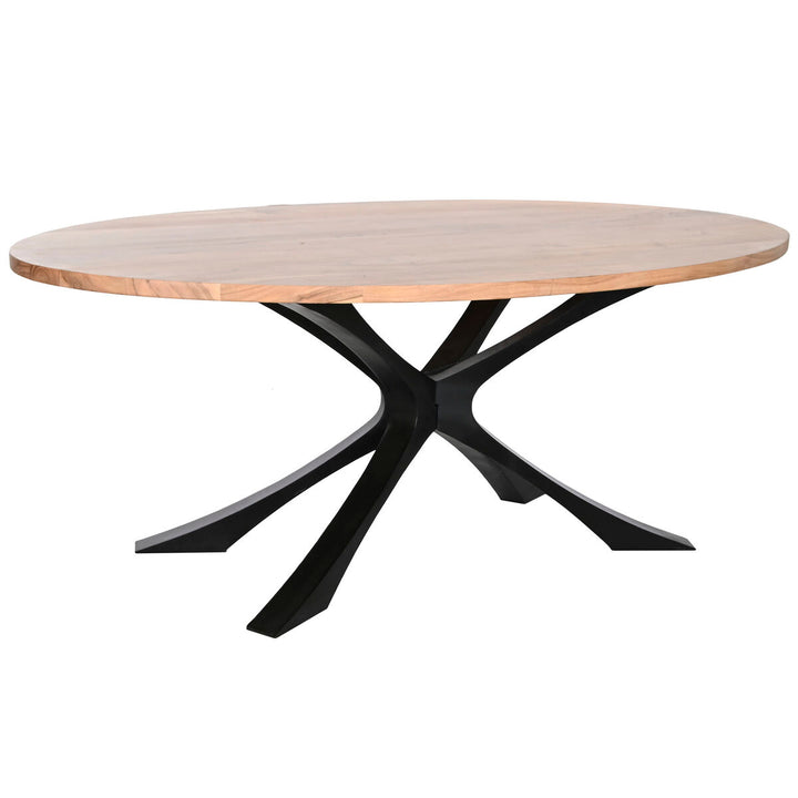 DKD Home Esstisch mit Akazienholz Platte und Metallfuß - homely Family Shop