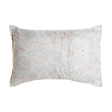 Weißes DKD Home Decor Kissen mit blumigem Muster in Grau und Rosa aus Polyester.