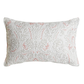 Weißes Kissen mit floralem Muster. Polyester Kissen mit zarten Blumen.