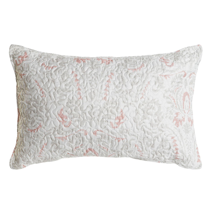 Weißes Kissen mit floralem Muster. Polyester Kissen mit zarten Blumen.