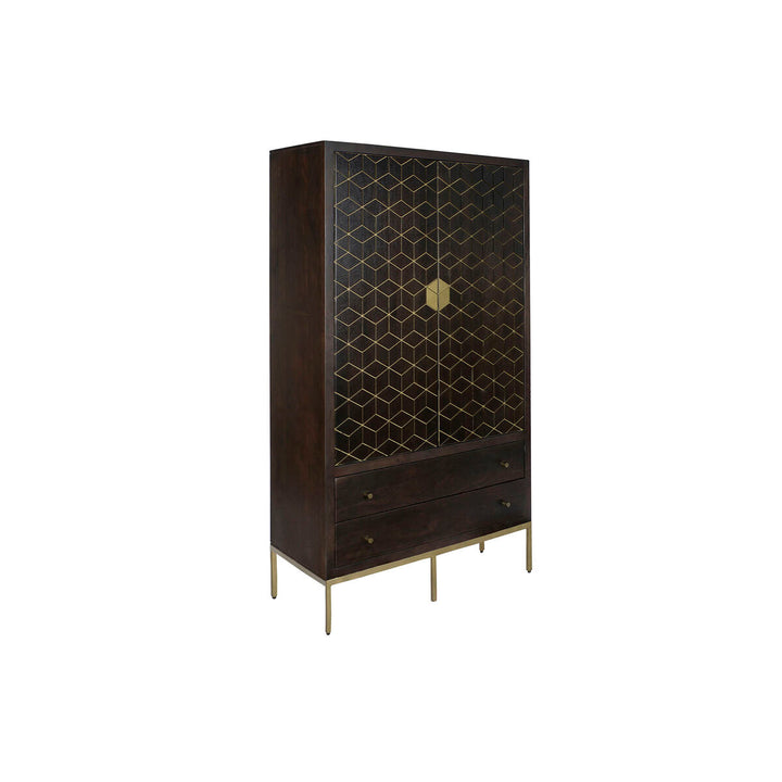 DKD Home Schrank aus Akazienholz mit goldenen geometrischen Details - homely Family Shop
