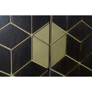 DKD Home Schrank mit geometrischem Akazienholz Design in Schwarz und Gold - homely Family Shop