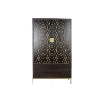 Schwarzer Schrank aus Akazienholz mit geometrischem Dekor - Homely Family Shop