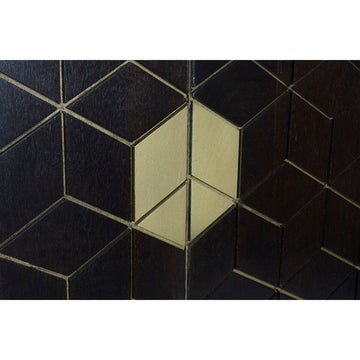 Detailansicht: DKD Home Dekor Anrichte mit geometrischem, dunkelbraun-goldenem Muster - homely Family Shop