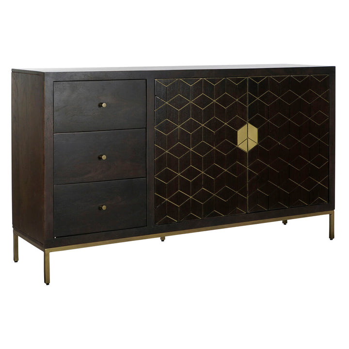 DKD Home Dekor Anrichte in Dunkelbraun/Gold mit geometrischem Muster - homely Family Shop