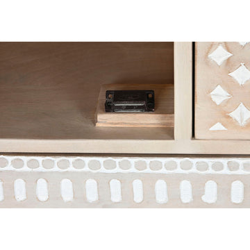 Detailansicht der Anrichte aus Mango-Holz mit weißen Mustern - homely Family Shop
