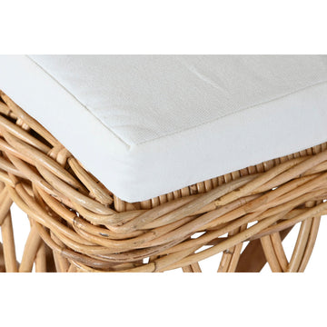 Detailansicht Stuhl mit Natur Rattan und weißem Kissen - Homely Family Shop
