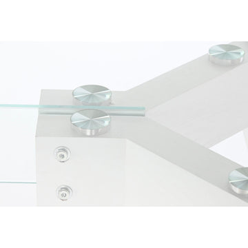 Detailansicht Esstisch mit Kristallplatte und MDF Basis - Homely Family Shop