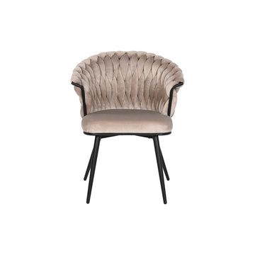 Beiger Stuhl mit schwarzem Gestell und gesteppter Rückenlehne von DKD Home Decor - homely Family Shop