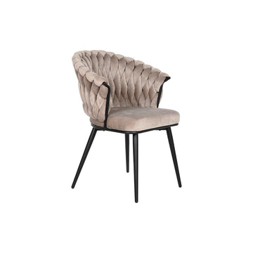 Beige Stuhl mit Steppung und schwarzen Beinen - homely Family Shop