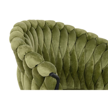 Grüner Samt Stuhl mit geflochtenem Design und Metall - Homely Family Shop