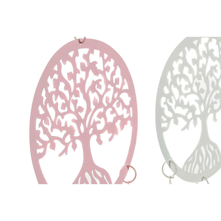 DKD Home Decor Baum Deko zum Aufhängen, Baum Design in Rosa und Weiß/Grau.