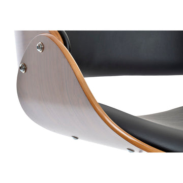 Detailansicht Hocker: Braun, schwarzes Nussbaumholz und Schrauben - homely Family Shop