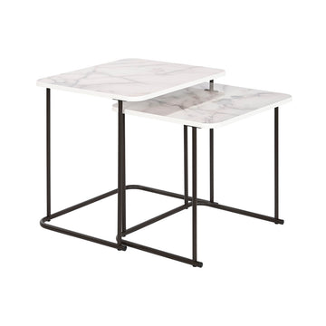 DKD Home Deko Tisch Set: weiße Marmorplatte, schwarze Beine - homely Family Shop