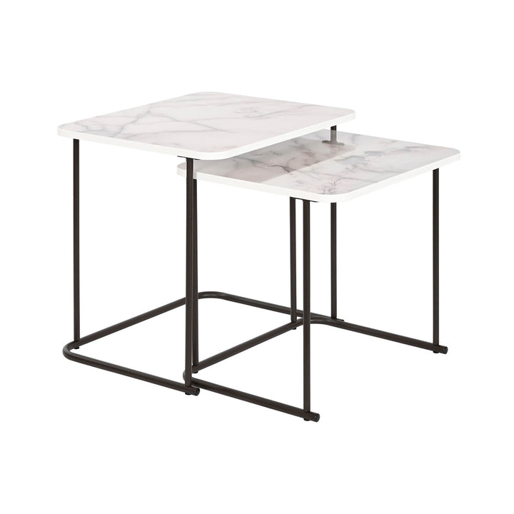 DKD Home Deko Tisch Set: weiße Marmorplatte, schwarze Beine - homely Family Shop