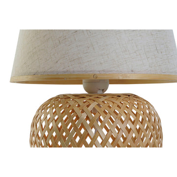 Braune Bambus Tischlampe mit Stoffschirm - DKD Home Decor.
