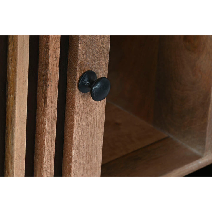 Nahaufnahme Anrichte aus Mango-Holz mit Kristall Details - homely Family Shop