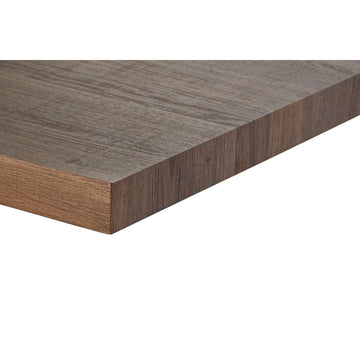 Nahaufnahme der braunen Holzplatte des Esstisches - homely Family Shop