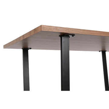 Detailansicht Esstisch mit brauner Holzplatte und schwarzen Eisenbeinen - homely Family Shop