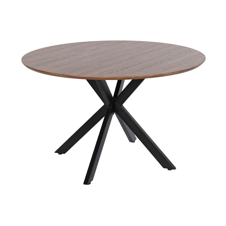 Runder Esstisch mit Holzplatte und schwarzem Eisengestell - homely Family Shop