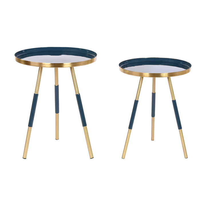 Blau-goldene Tische Home ESPRIT, 2er-Set. Goldene Beine - homely Family Shop