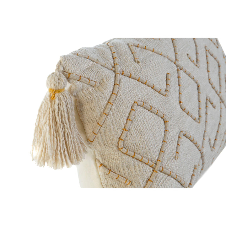 Dekoratives Esprit Home Kissen mit Quaste und gesticktem geometrischem Muster.