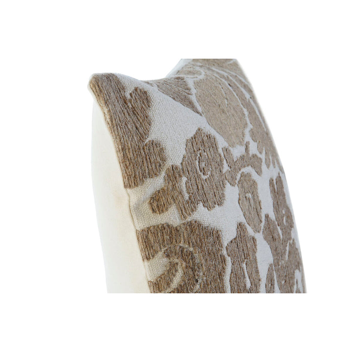 Dekoratives Esprit Home Kissen, braun-beige Blumenmuster, quadratische Form.