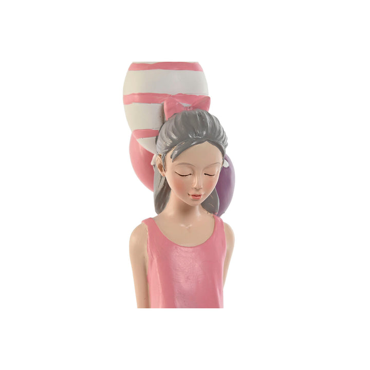 Rosa violette Deko-Figur, Mädchen mit Ballons. Home ESPRIT chica.