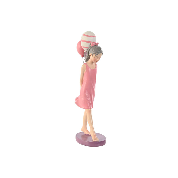 Rosa Home Deko-Figur: Mädchen mit Ballons in Rosa und Violett. Süße chica Figur.