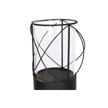 Schwarzer Metall Kristall Kerzenhalter von ESPRIT Home. Elegantes Design mit geometrischen Linien.
