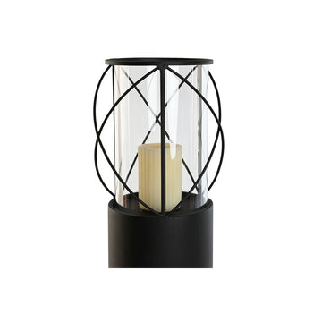 Schwarzer ESPRIT Home Kerzenschale aus Metall mit Kristall und Glaszylinder.