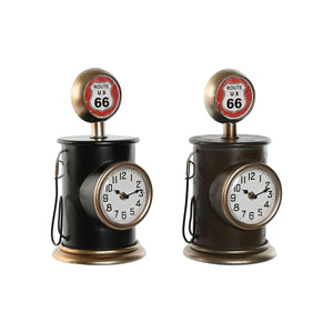 Bunte Metall Bordur Home ESPRIT Tischuhr im Vintage-Design. Route 66 Schild und runde Uhr.