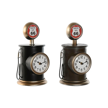 Bunte Metall Bordur Home ESPRIT Tischuhr im Vintage-Design. Route 66 Schild und runde Uhr.