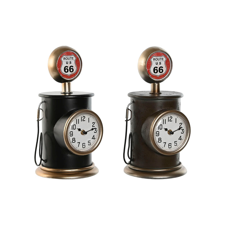 Bunte Metall Bordur Home ESPRIT Tischuhr im Vintage-Design. Route 66 Schild und runde Uhr.