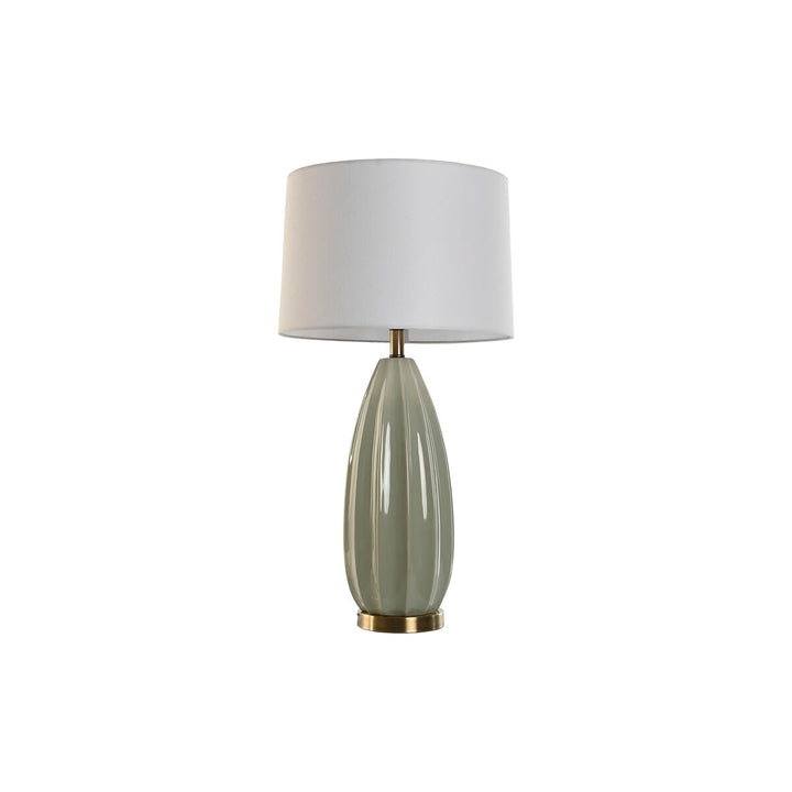 Weiße Tischlampe mit grünem Steingut-Fuß von Home ESPRIT - homely Family Shop