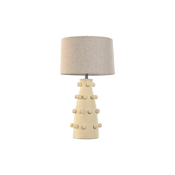 Cremefarbene Tischlampe mit Steingut und Textilschirm - homely Family Shop