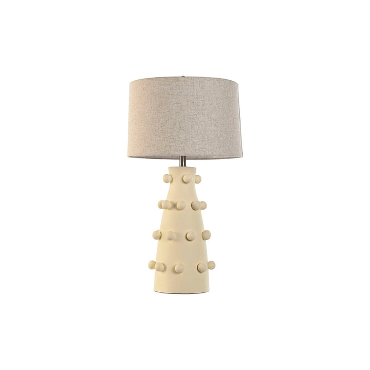 Cremefarbene Tischlampe mit Steingut und Textilschirm - homely Family Shop