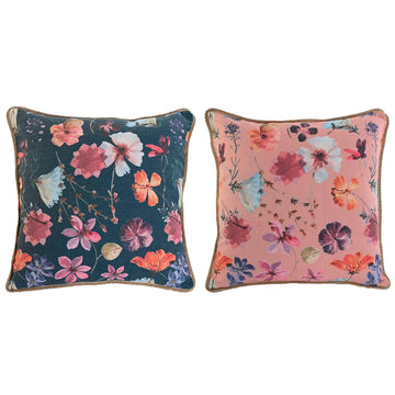 Romantische Esprit Home Kissen, 2er-Set mit Blumenmuster und geflochtenem Rand.