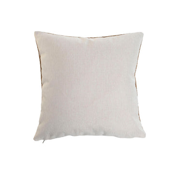 Naturfarbenes Esprit Home Kissen, quadratisch mit brauner Palme Verzierung.
