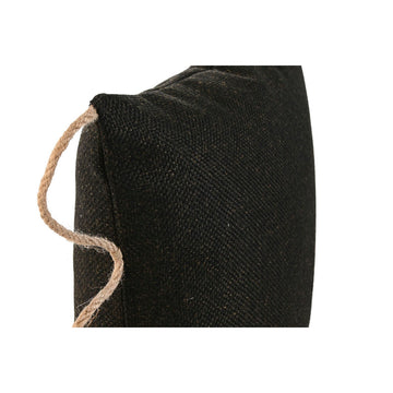 Nahaufnahme: Schwarzes Esprit Home Kissen mit Seil Detail und Textur.