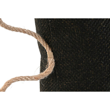 Schwarzes Home ESPRIT Kissen mit Seilgriff Detail.