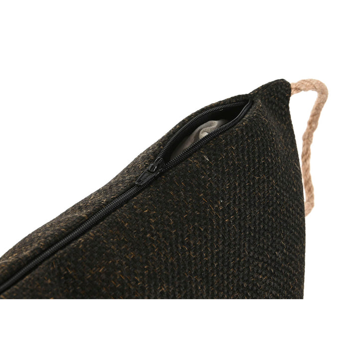 Schwarzes ESPRIT Home Kissen mit Reißverschluss und Seilgriff, 45x15x45 cm.