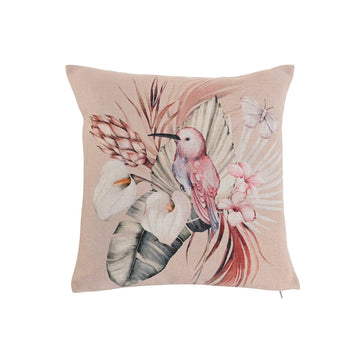 Dekoratives Kissen mit Vogel und Blumen Motiv. Home Cottage Kissen.
