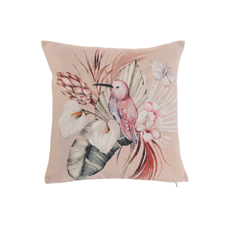 Dekoratives Kissen mit Vogel und Blumen Motiv. Home Cottage Kissen.