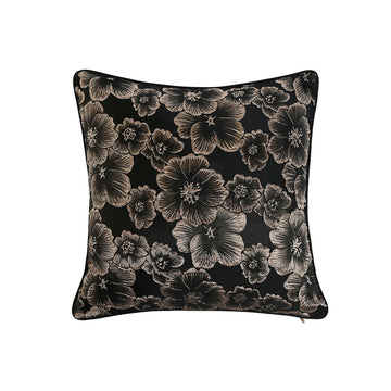 Schwarzes Home ESPRIT Kissen mit goldenem Blumenmuster, 45x45 cm. Dekoratives Kissen.