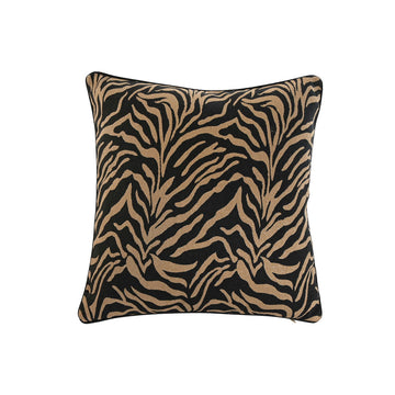 Schwarzes und goldenes ESPRIT Home Kissen mit Zebra-Muster, 45x45 cm.