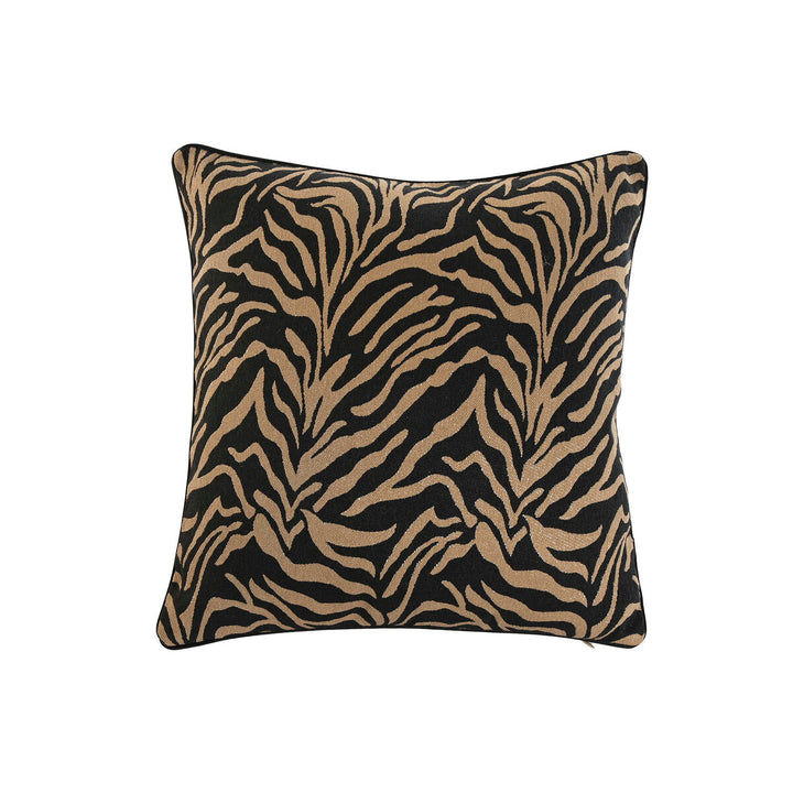 Schwarzes und goldenes ESPRIT Home Kissen mit Zebra-Muster, 45x45 cm.
