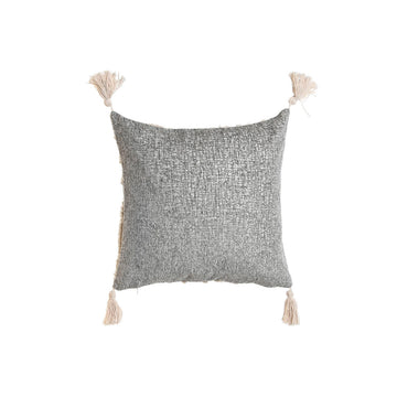 Weiß-graues Kissen mit Quasten im Boho-Stil für Ihr Zuhause.